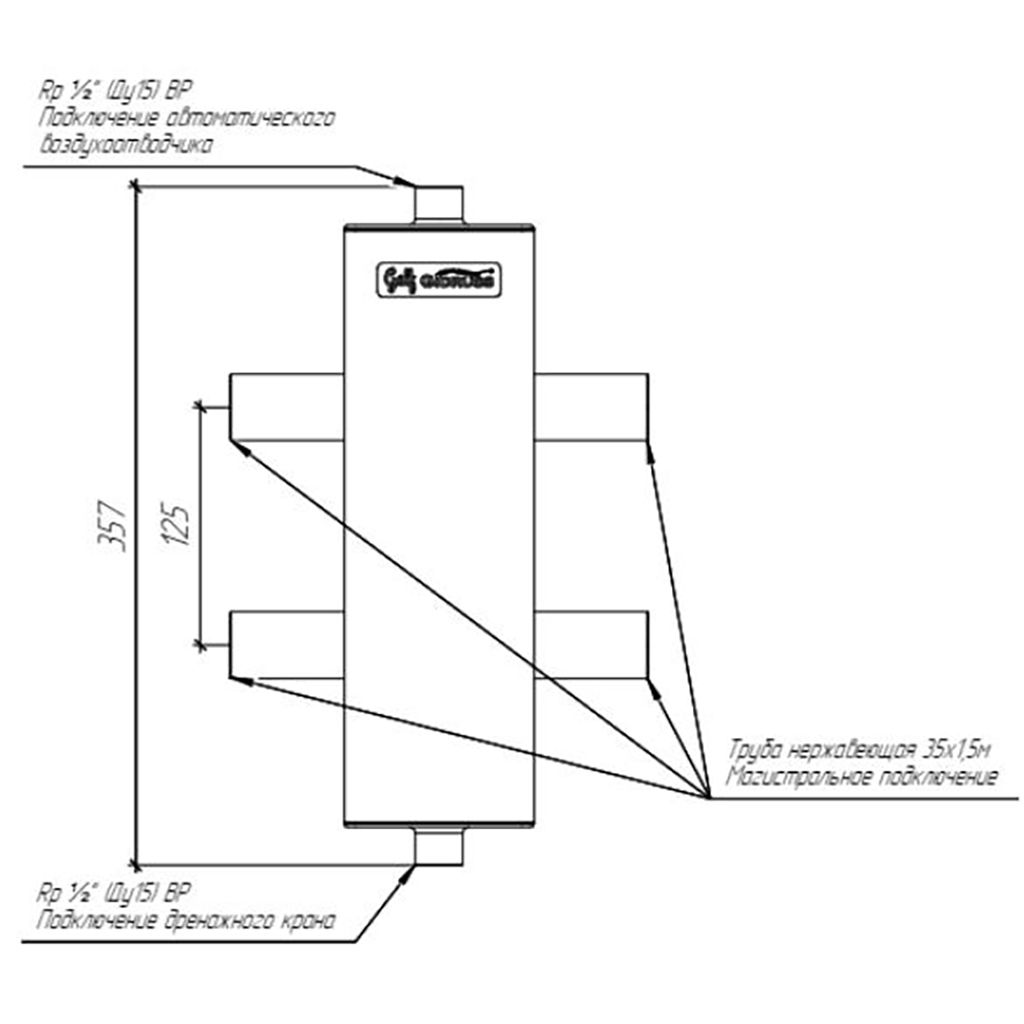 Гидравлический разделитель GIDRUSS GRSS-100-35PF (до 100 кВт, под пресс-фитинги 35 мм)