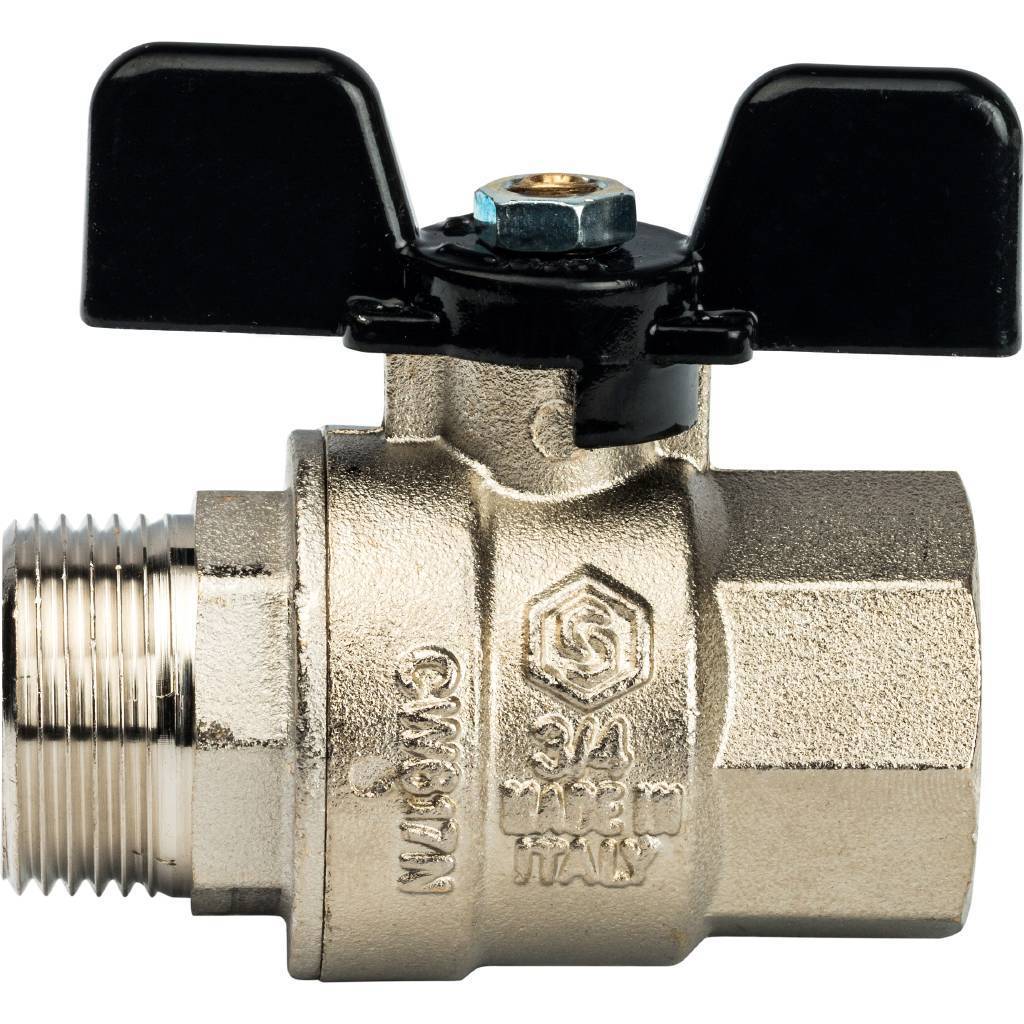 Кран шаровой полнопроходной STOUT ВР/НР, ручка бабочка 3/4, SVB-0004-000020