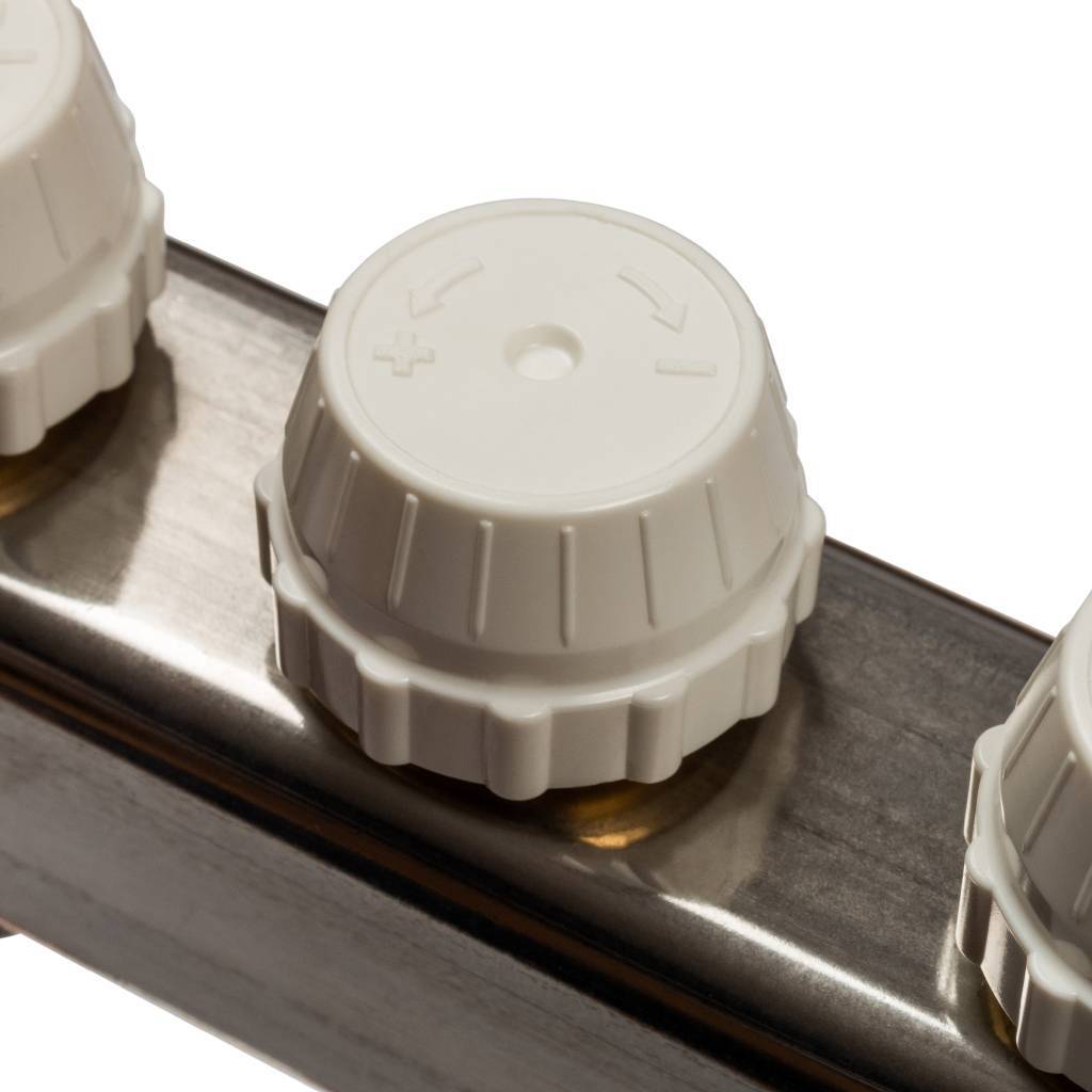 Коллектор из нержавеющей стали без расходомеров, с клапаном вып. воздуха и сливом STOUT 12 выходов, SMS-0932-000012