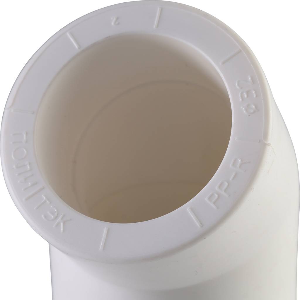 Угольник Политэк d=32 45* для полипропиленовых труб под сварку (цвет белый), 9400003245