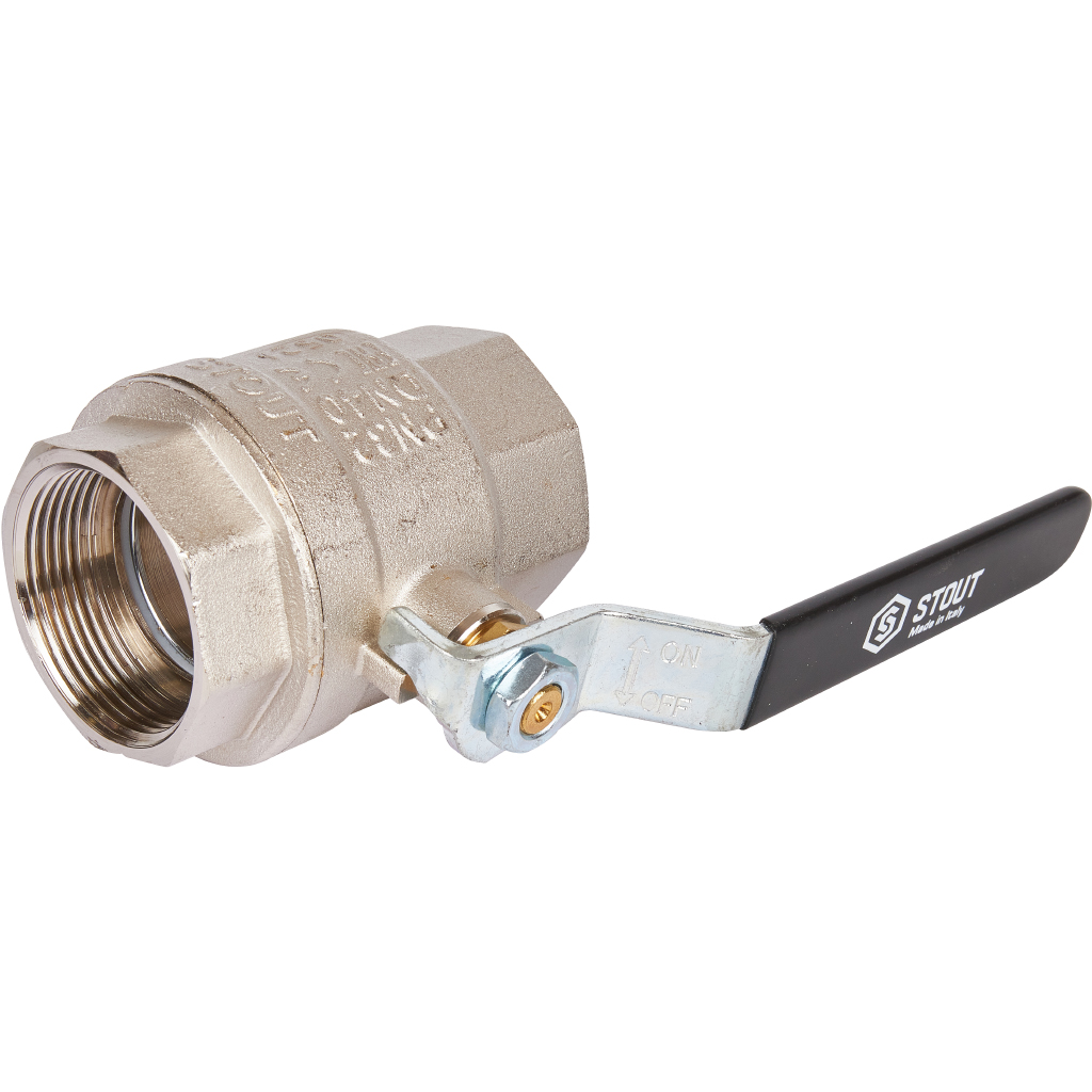 Кран шаровой STOUT полнопроходной, ВР/ВР, ручка рычаг 1 1/2, SVB-0001-000040