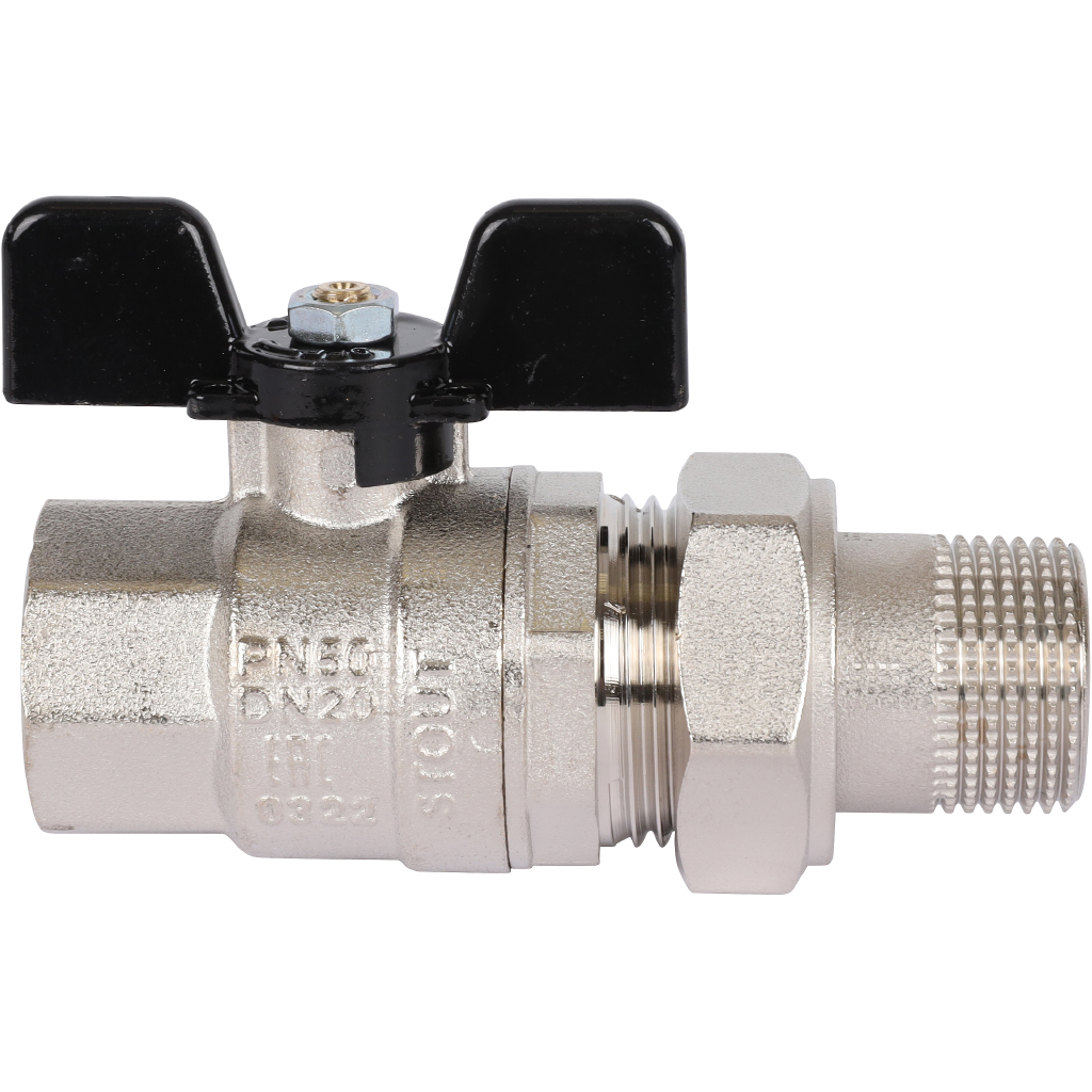 Кран шаровой полнопроходной STOUT ВР/НР, ручка бабочка 3/4, американка