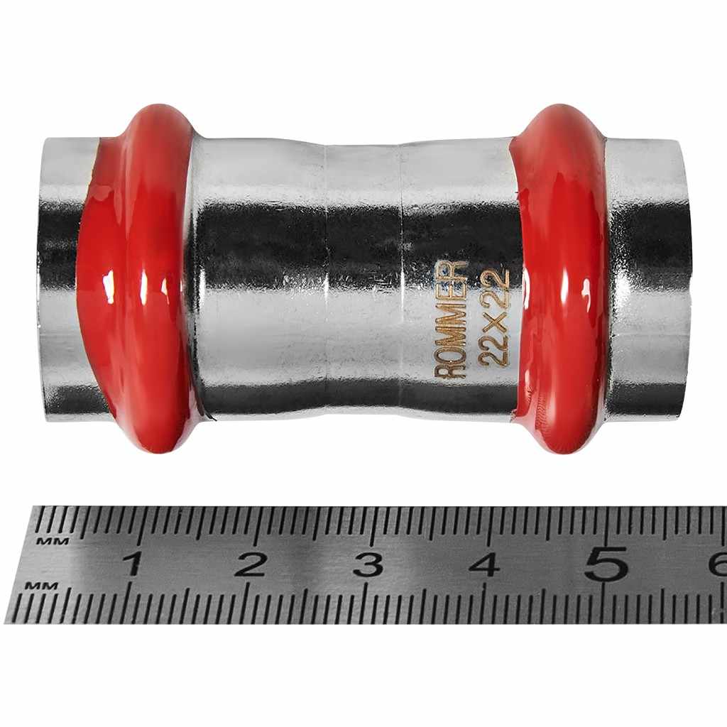 Муфта ROMMER равнопроходная ВПр, 22, из нержавеющей стали прессовой, RSS-1017-000022