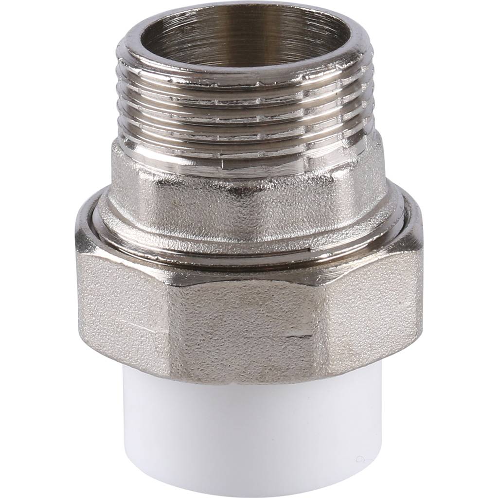 Муфта разъемная Kalde с наружной резьбой 20х1/2 для полипропиленовых труб под сварку (цвет белый), 3252-tum-200b00