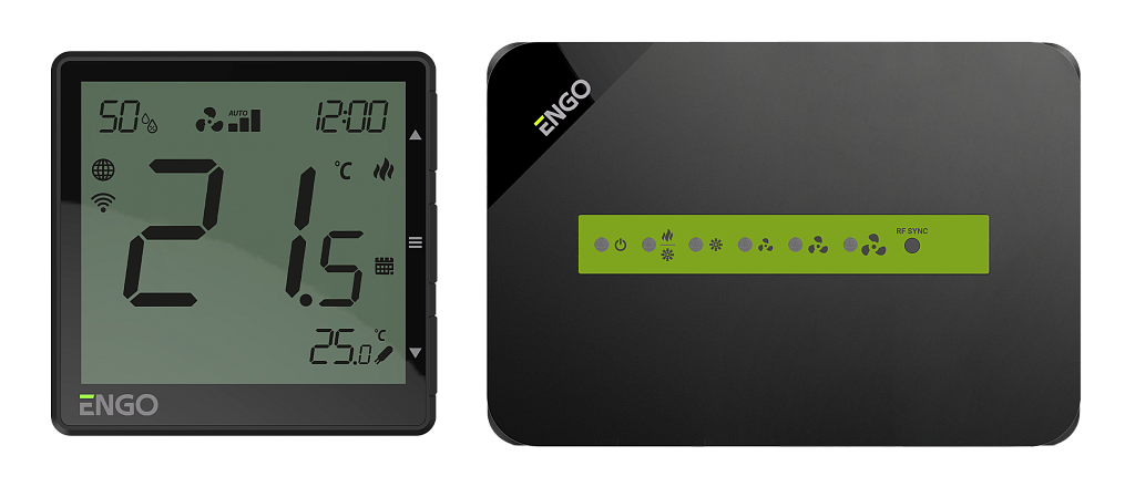 Беспроводной Терморегулятор ENGO Controls EFAN-RF WIFI для конвекторов, программируемый, с аккумулятором, накладной, черный
