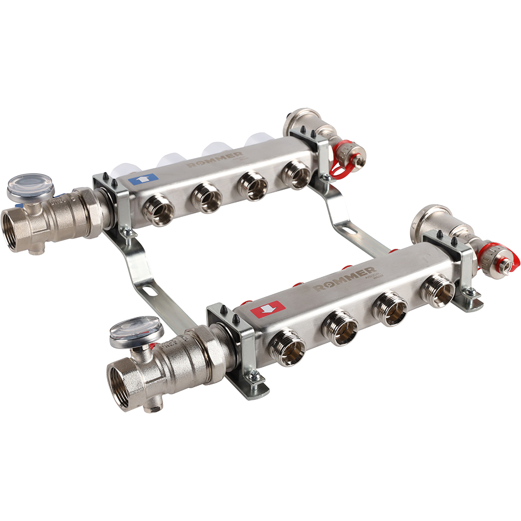 Коллектор из нержавеющей стали в сборе без расходомеров ROMMER 4 выхода, RMS-3210-000004