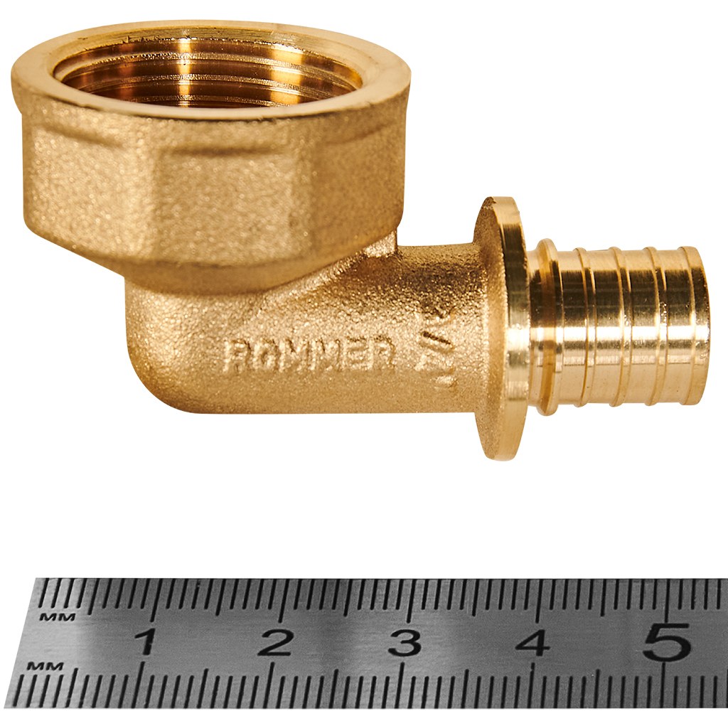 Угольник-переходник с внутренней резьбой ROMMER 16xG 3/4 для труб из сшитого полиэтилена аксиальный