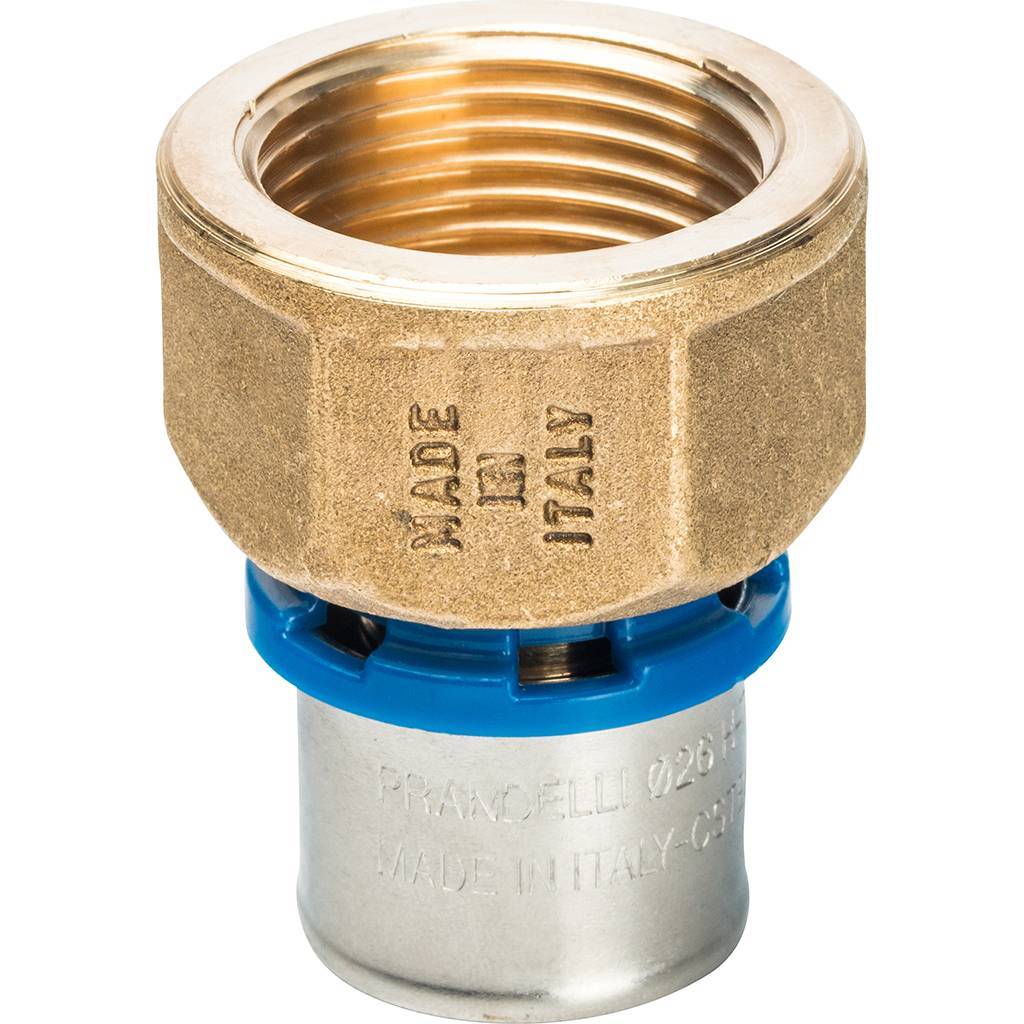 Муфта Prandelli Multyrama с внут.рез. (26х3)х3/4 профиль H, TH, U для металлопластиковых труб прессовой, 509.02.12.6