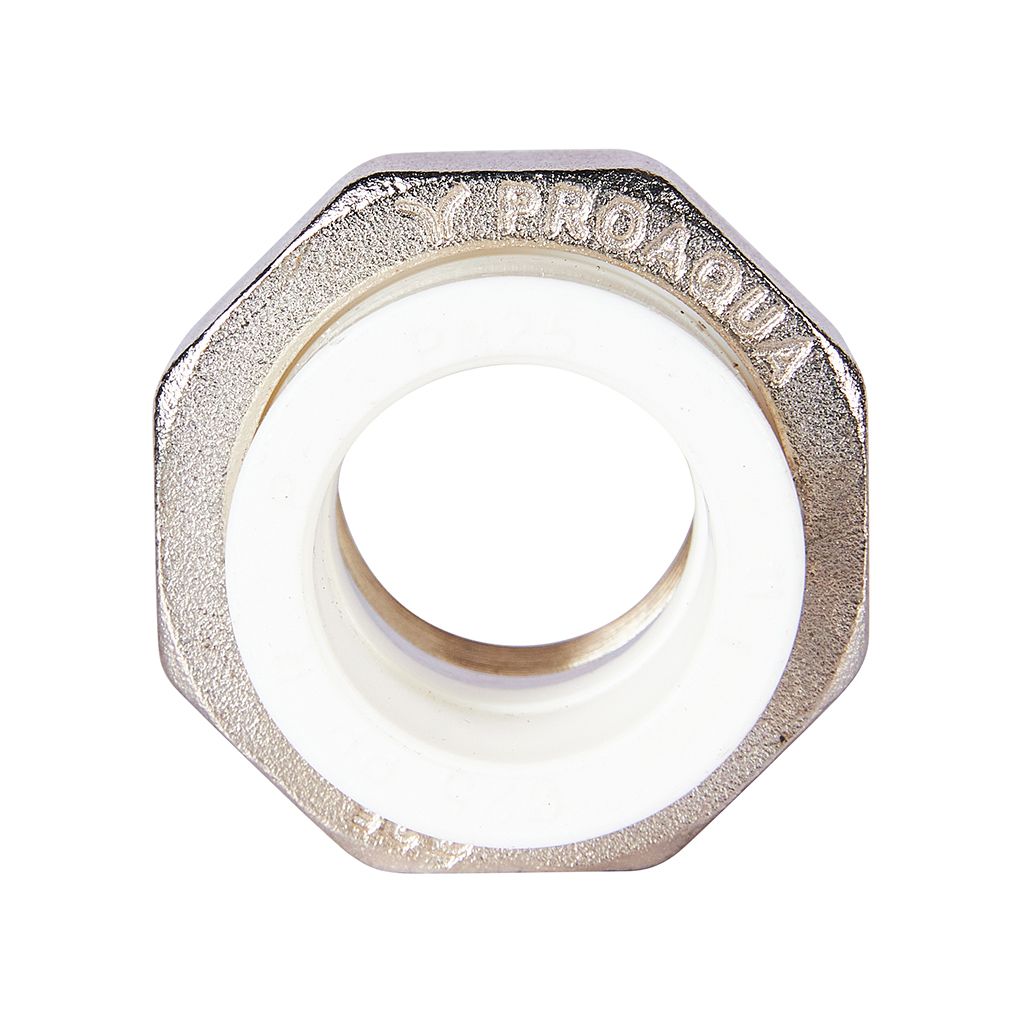Муфта комбинированная Pro Aqua d=25-3/4 PP-R разъемная (американка) УСИЛЕННАЯ ВР Белая, PA20014S