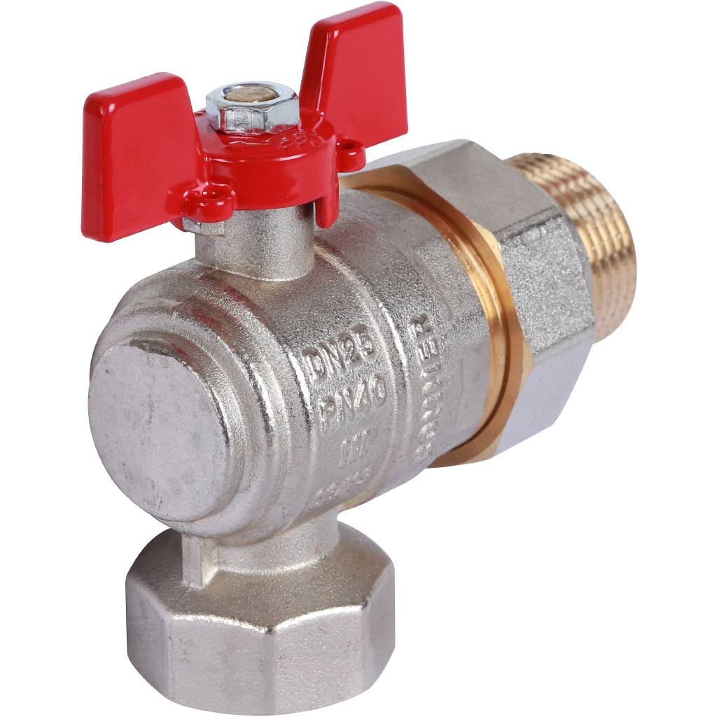 Кран шаровой ROMMER угловой с американкой 1 ВН/НР, ручка бабочка, RBV-0006-0610225