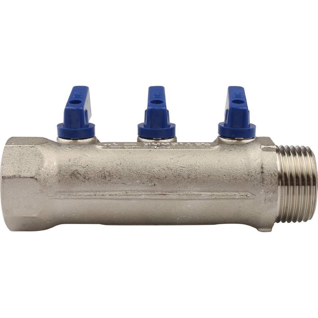 Коллектор TIEMME (1/2)х1 с кран. на 3 выхода