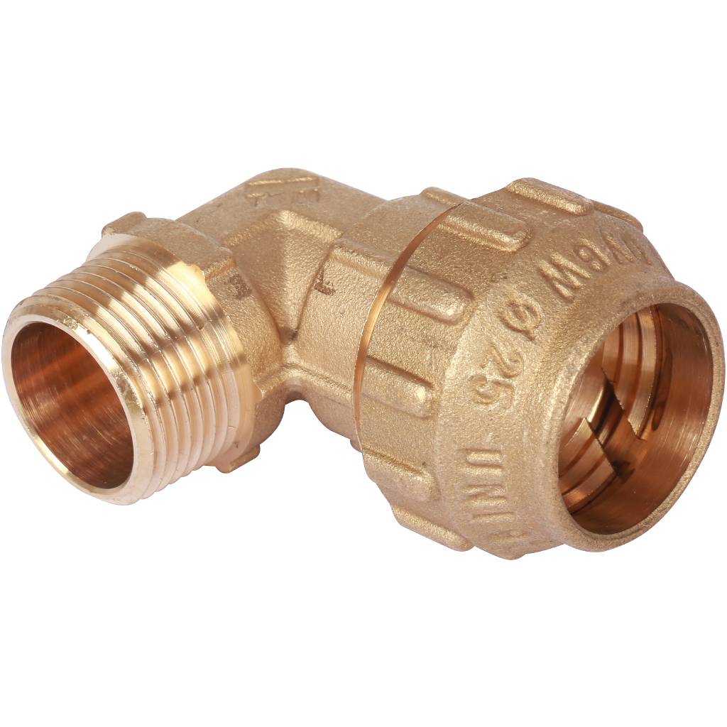 Угольник TIEMME с наружной резьбой 25х3/4 для труб ПНД винтовой, 3400032