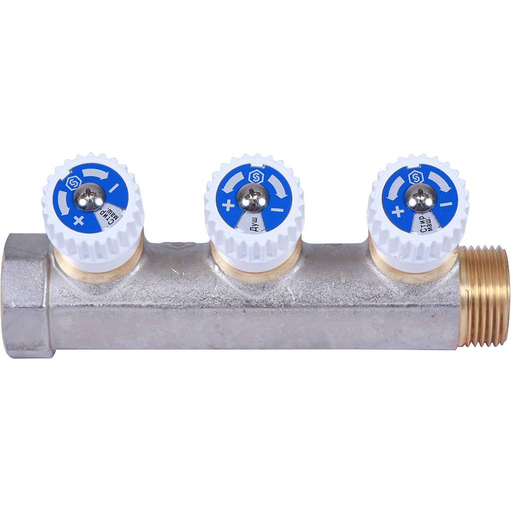 Коллектор распределительный STOUT 3/4, 3 отвода 1/2  плоское уплотнение SMB 6852 341203