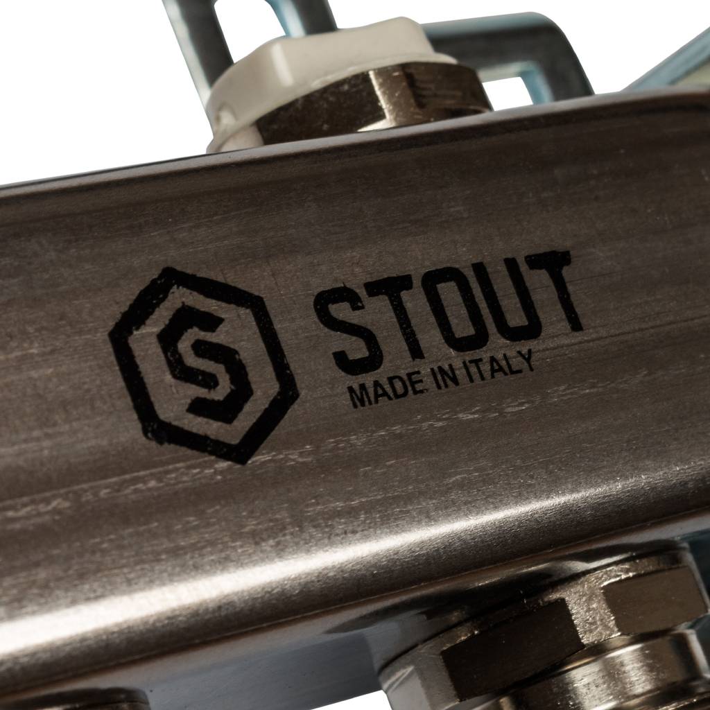 Коллектор из нержавеющей стали для радиаторной разводки STOUT 9 выходов