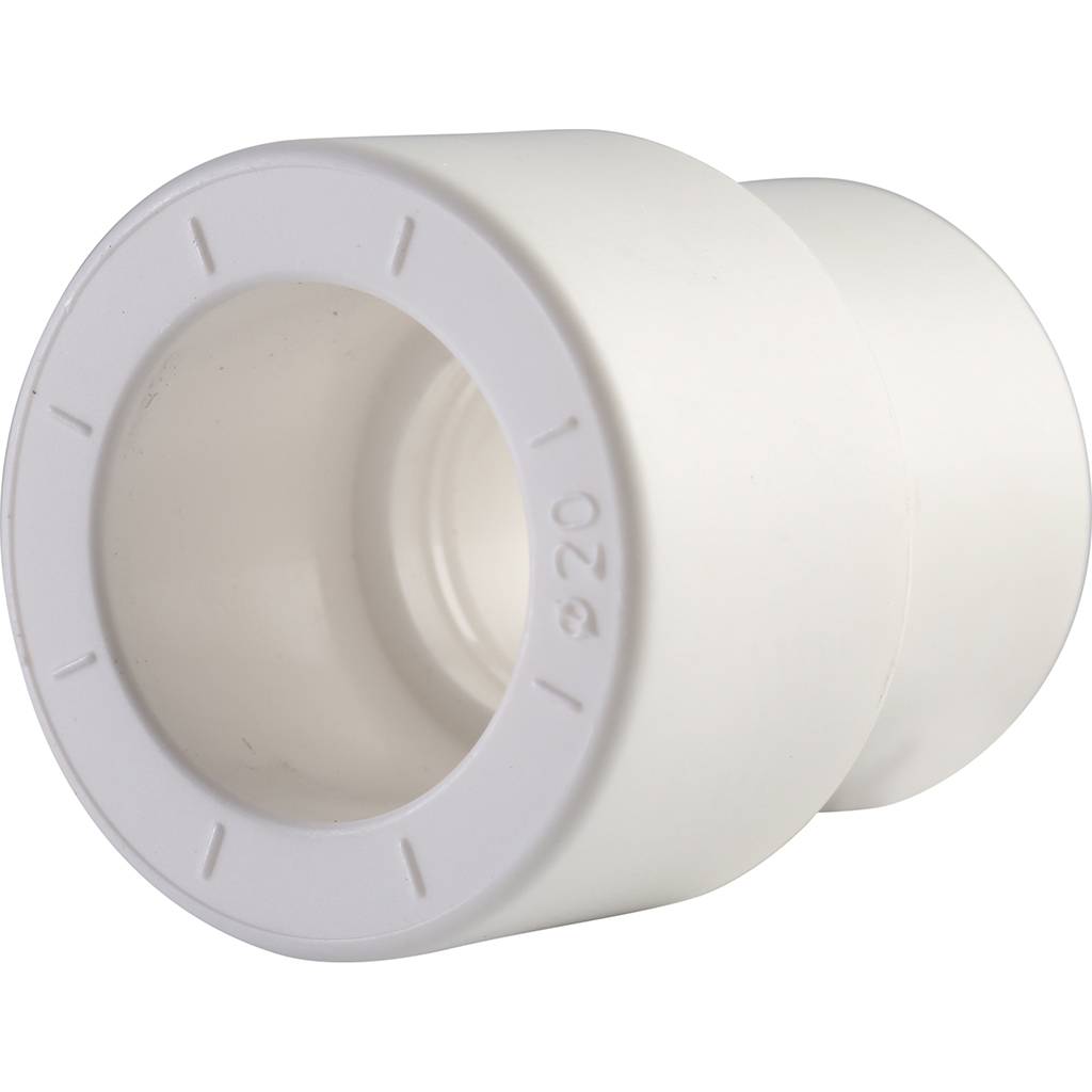 Муфта переходная внутр./наруж. Политэк 25х20 для полипропиленовых труб под сварку (цвет белый), 9200002520