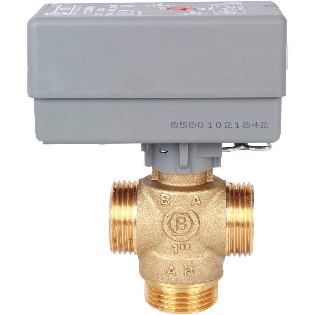 Компактный 3-Ходовой зональный клапан, сервопривод STOUT 230V, с кабелем 1м., НР 1