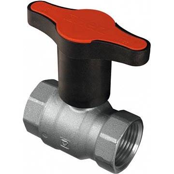Шаровой кран HERZ с 3Т-образной полимерной рукояткой (цвет рукоятки - красный, PN 25, ВР-ВР 1 1/2, 1220145