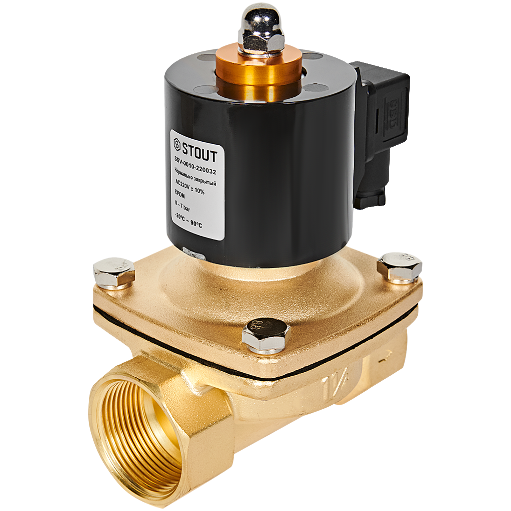 Клапан соленоидный (электромагнитный) STOUT прямого действия НЗ 220В G1 1/4 SSV-0010-220032
