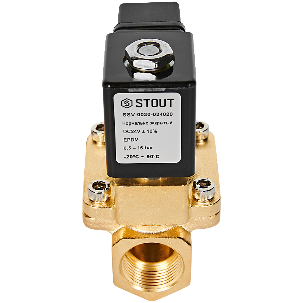 Клапан соленоидный (электромагнитный) STOUT непрямого (пилотного) действия НЗ 24В G3/4 SSV-0030-024020