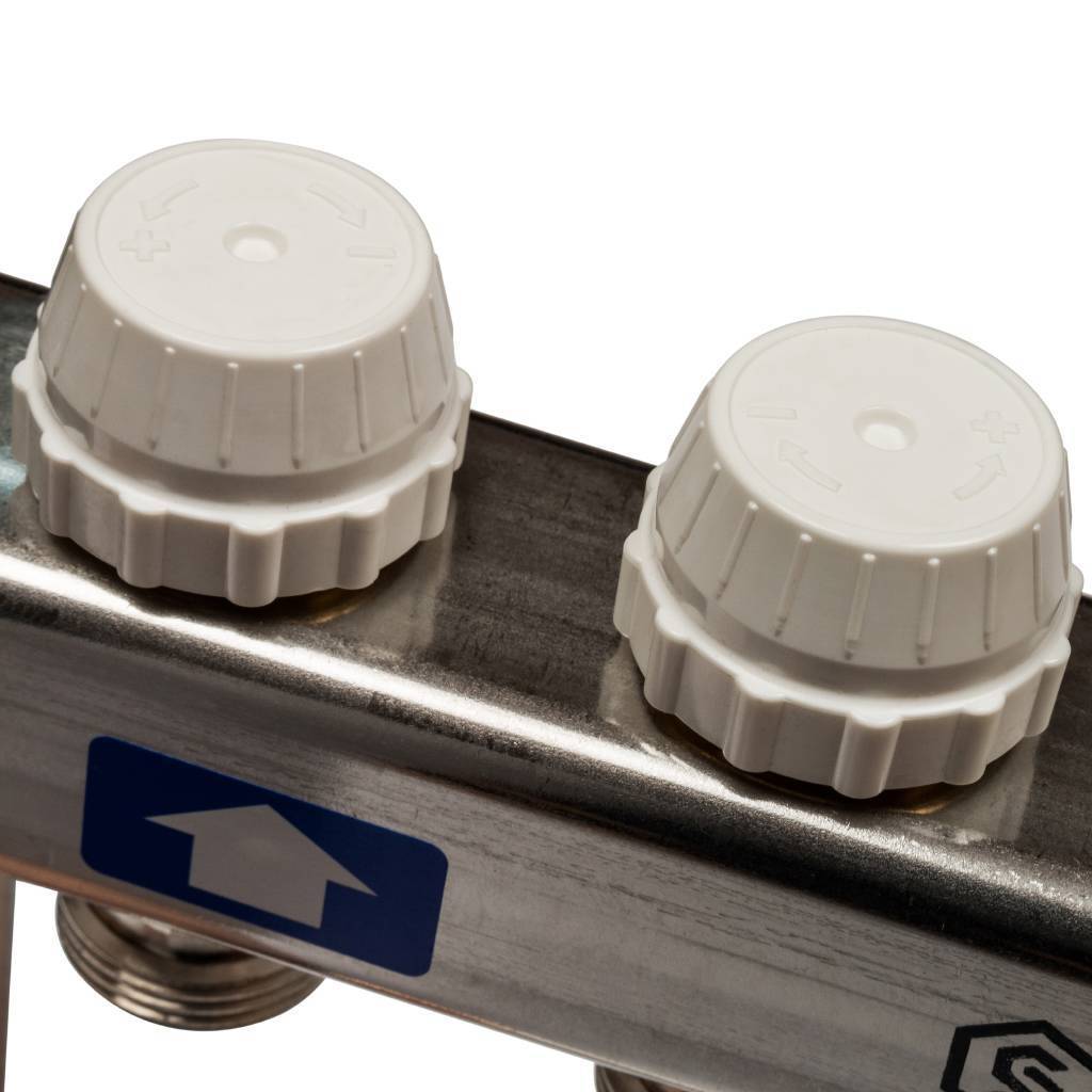 Коллектор из нержавеющей стали без расходомеров, с клапаном вып. воздуха и сливом STOUT 2 выхода, SMS-0932-000002