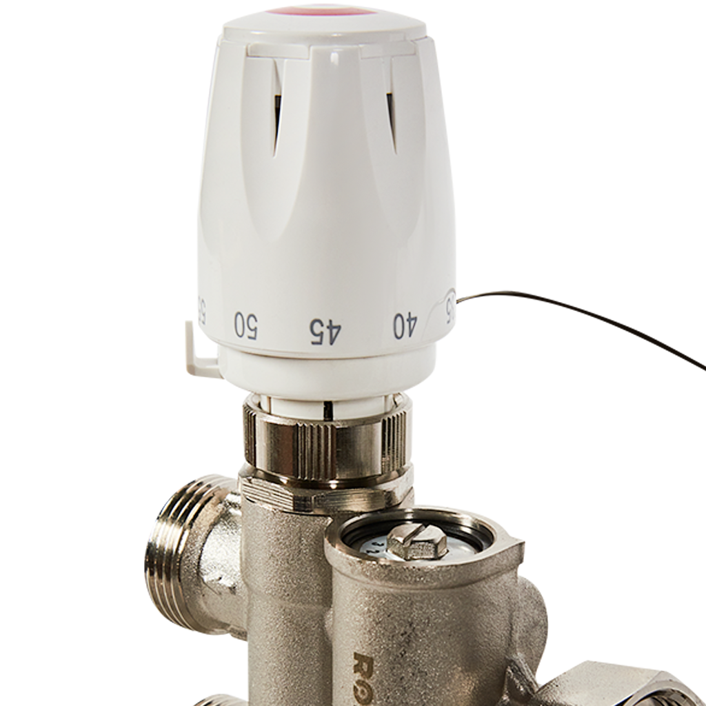 Насосно-смесительный узел с термостатической головкой RDG-0120 ROMMER с выносным датчиком, без кронштейна, без насоса, RDG-0120-009001