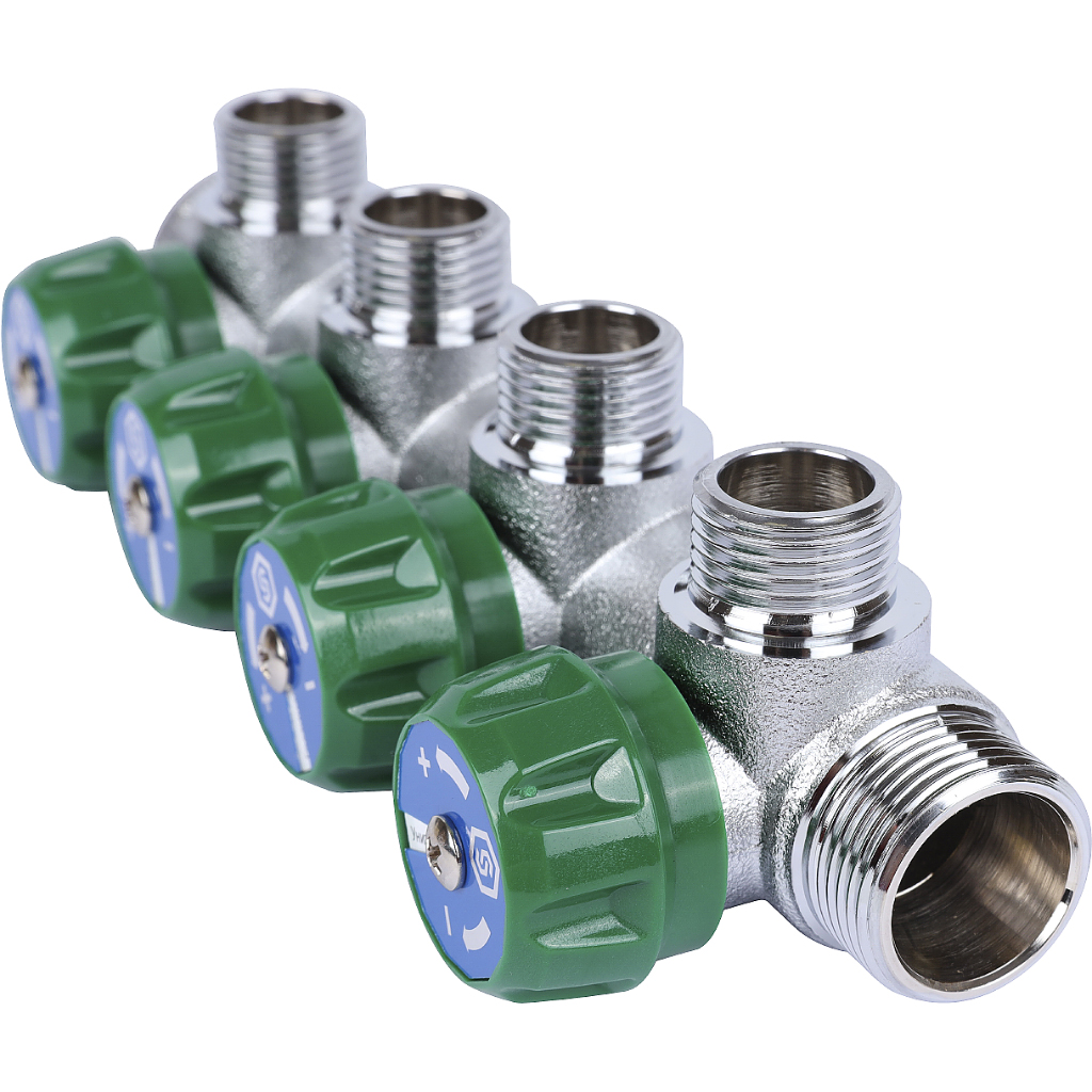 Коллектор регулирующий STOUT 3/4, 4 отвода 1/2  плоское уплотнение