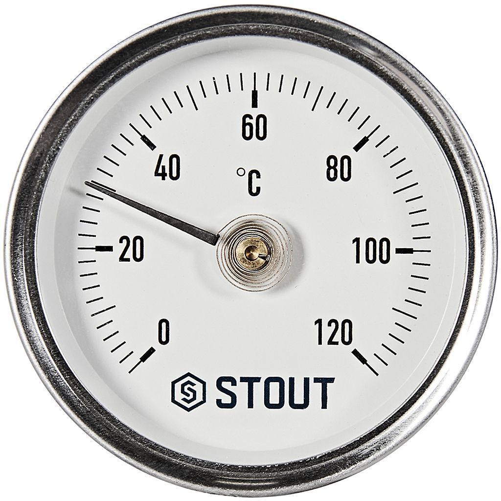SIM-1004-630015 STOUT Термометр биметаллический накладной с пружиной. Корпус Dn 63 мм, 0...120°С, 1-2