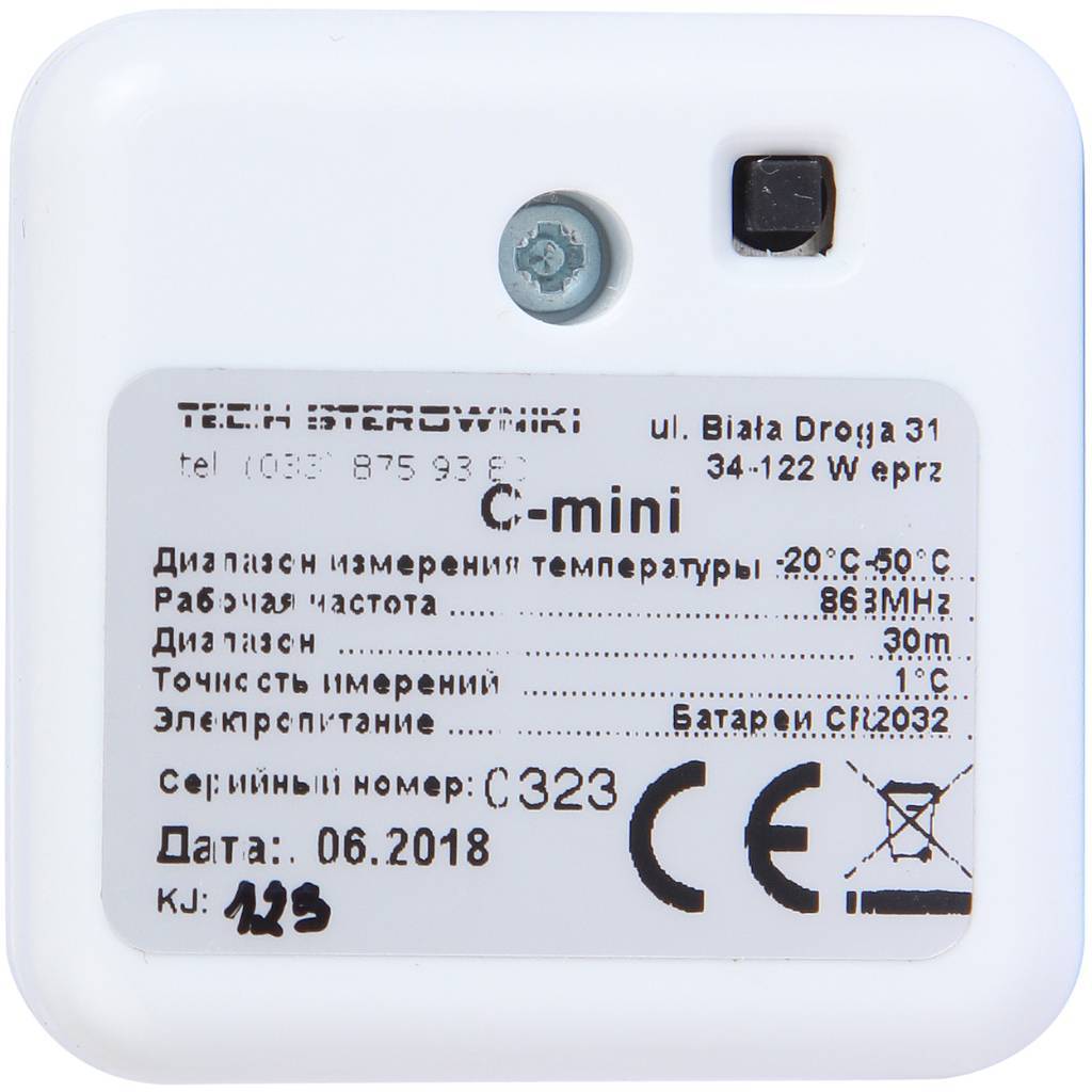 Беспроводной комнатный датчик, белый TECH (от +5 до +35), C-mini b