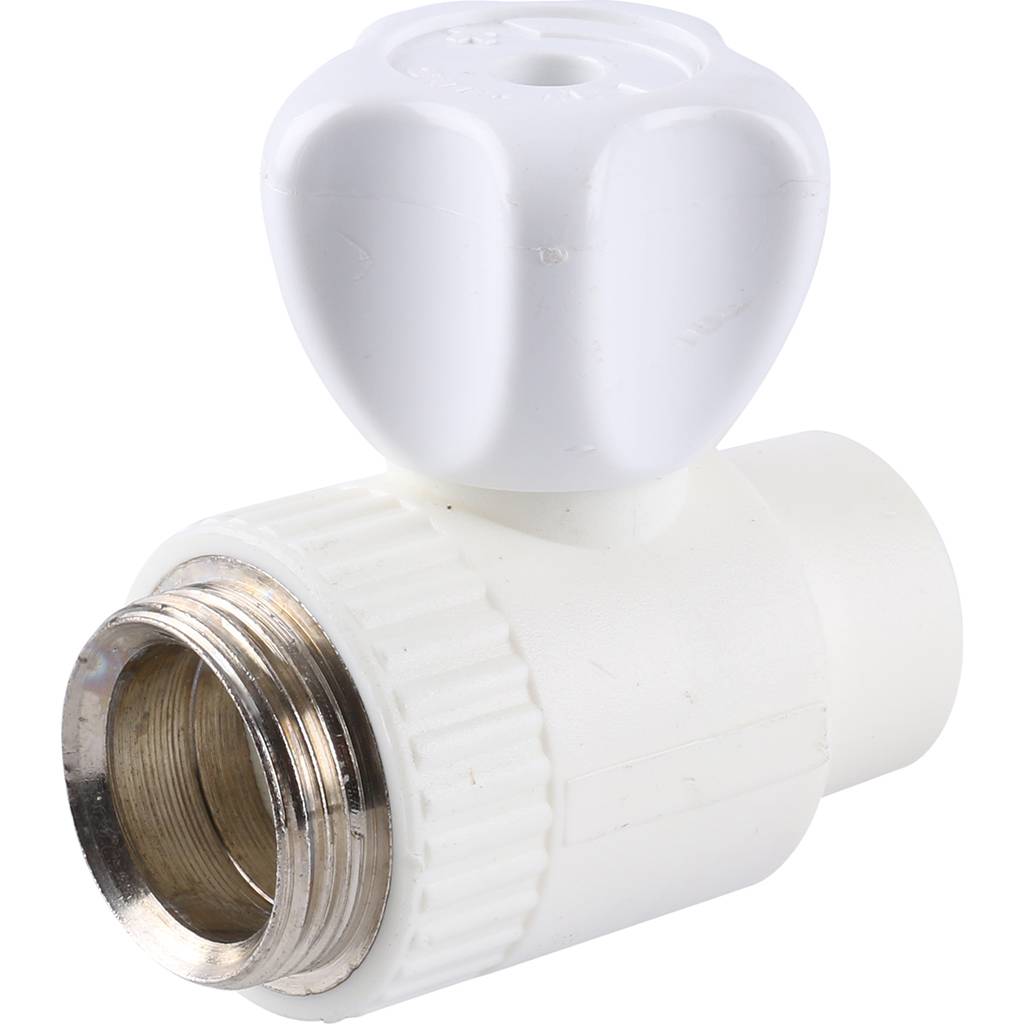 Кран шаровой Kalde разборный прямой с накидной гайкой 20x 3/4 для полипропиленовых труб под сварку (цвет белый)