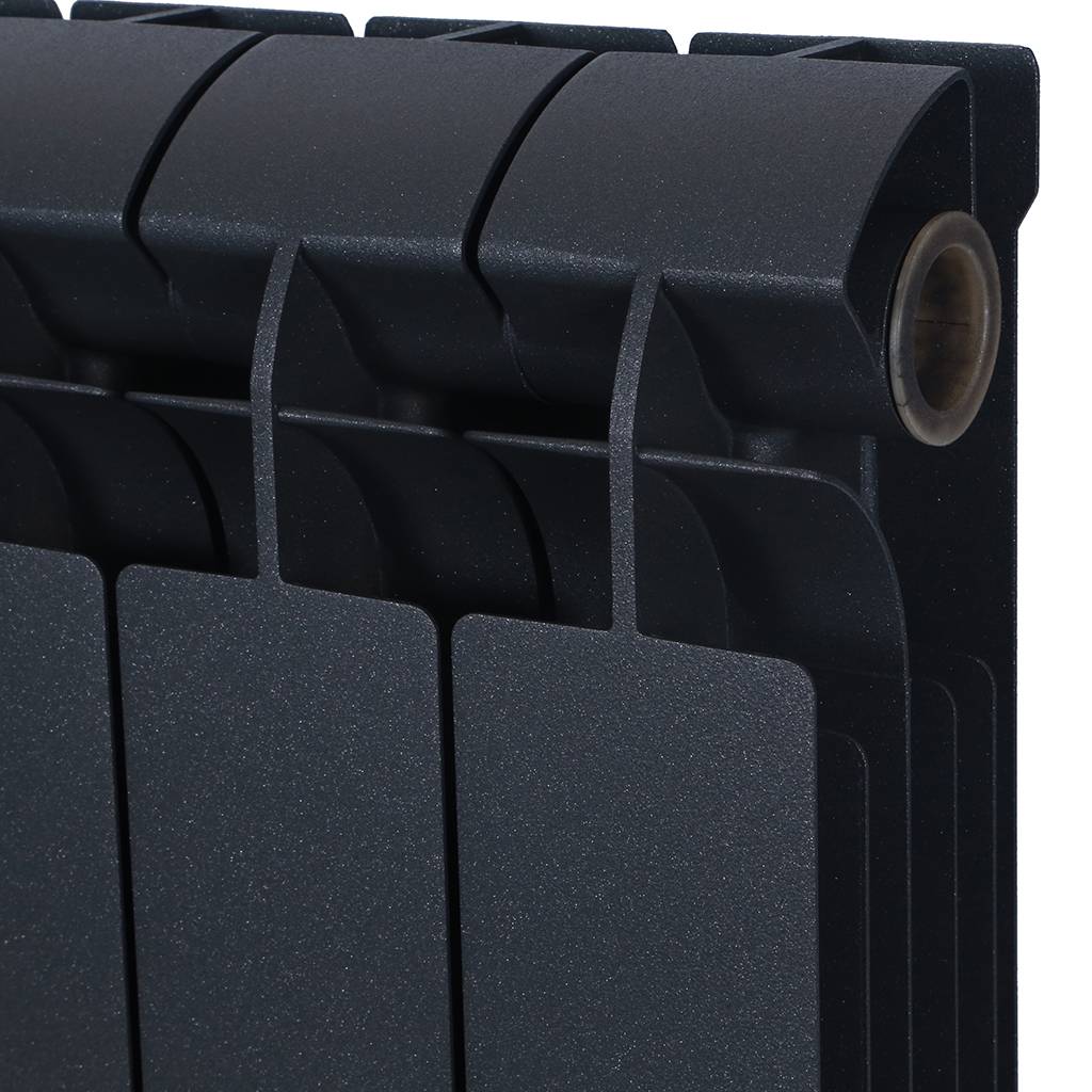 Радиатор биметаллический Global STYLE PLUS 500 8 секции боковое подключение (цвет cod.07 grigio scuro opaco mettalizzato 2748 (черный)), 155263