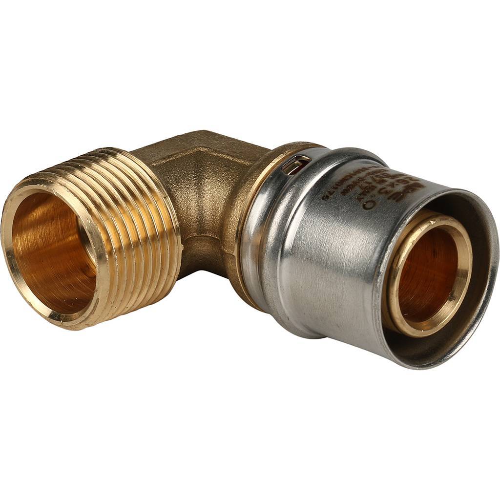 Угольник-переходник STOUT с наружной резьбой 3/4 х26 для металлопластиковых труб прессовой, SFP-0011-003426