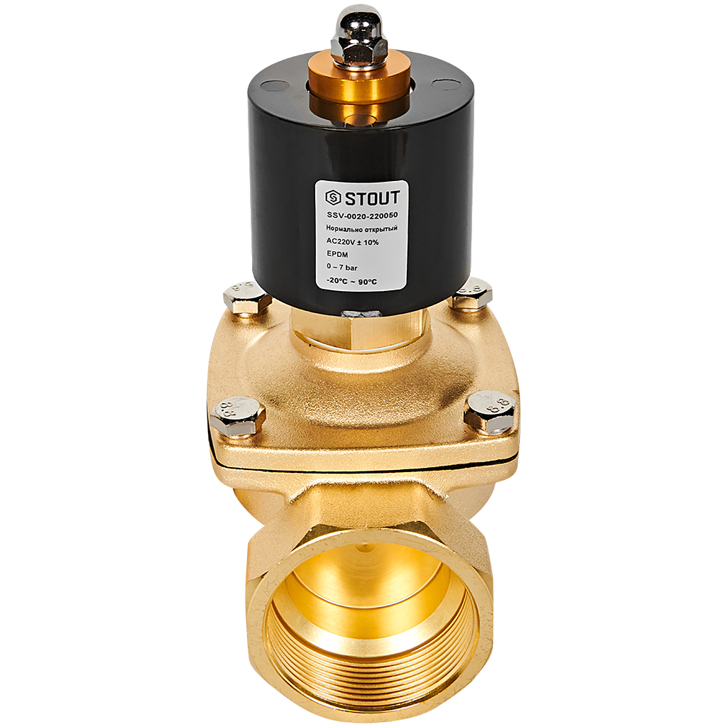 Клапан соленоидный (электромагнитный) STOUT прямого действия НО 220В G2 SSV-0020-220050