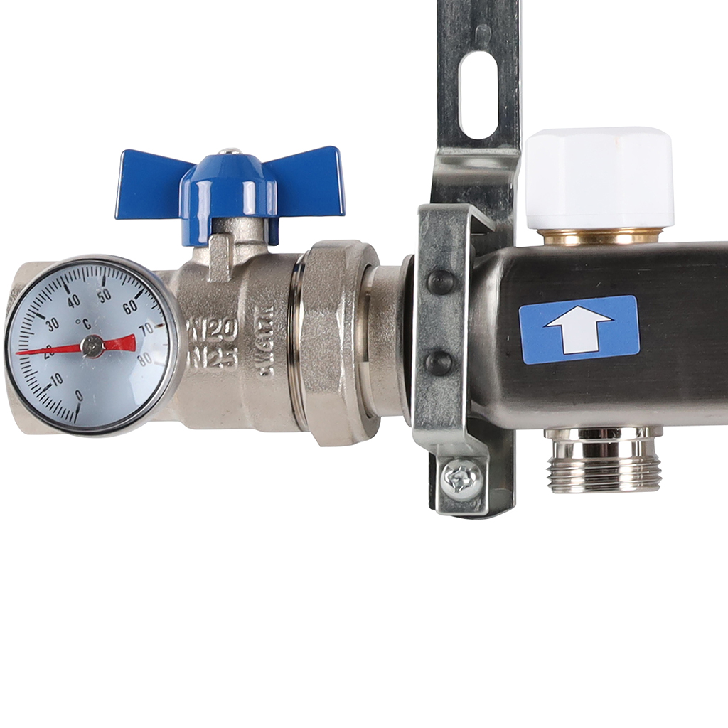 Коллектор из нержавеющей стали в сборе с расходомерами ROMMER 7 выходов