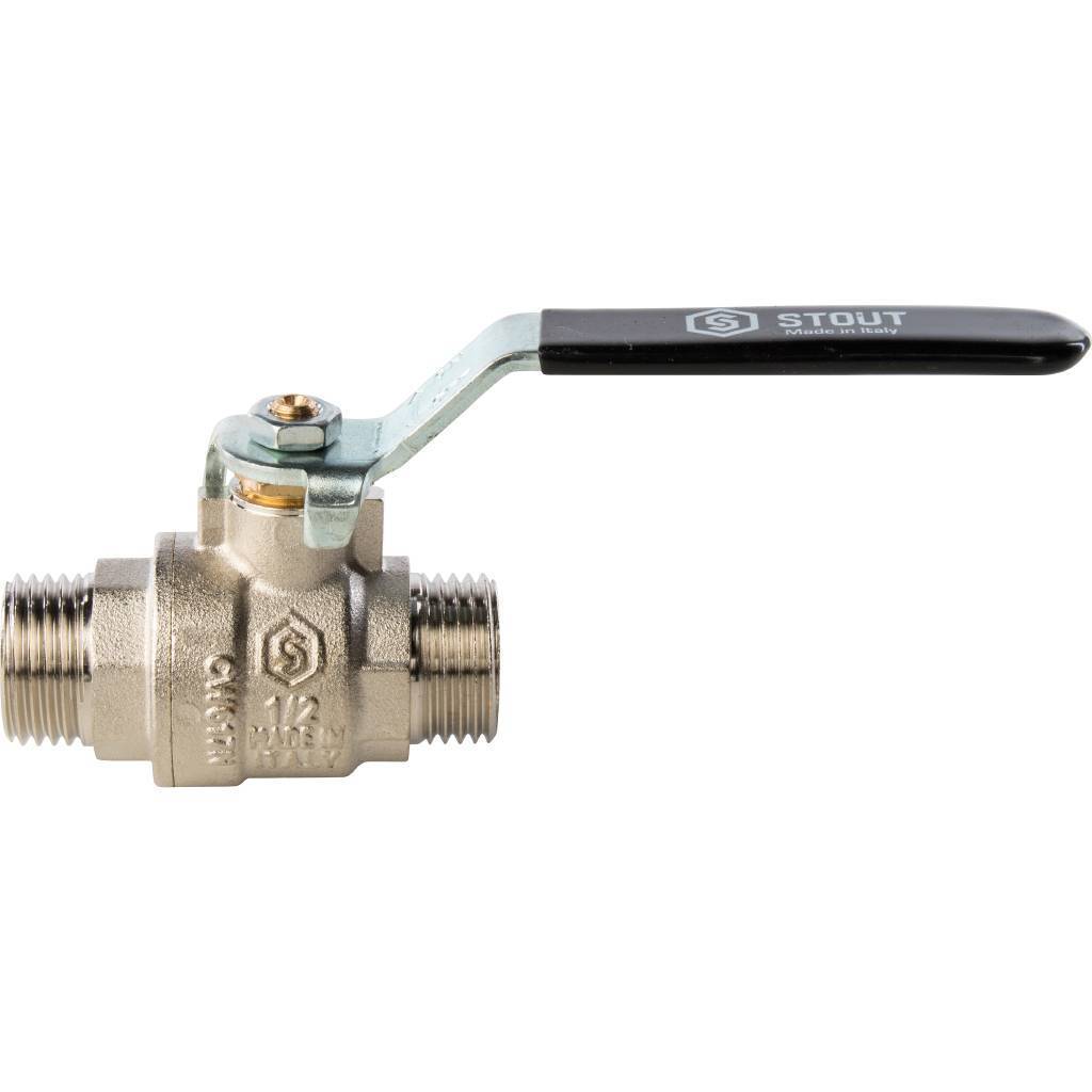 Кран шаровой STOUT полнопроходной, НР/НР, ручка рычаг 1/2