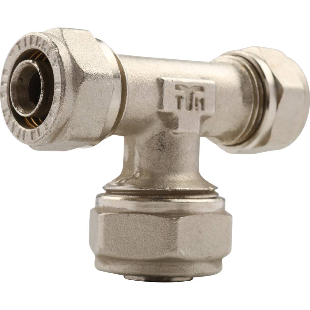 Тройник переходной TIEMME (16.2х20.2х16.2) для металлопластиковых труб винтовой, 1600078