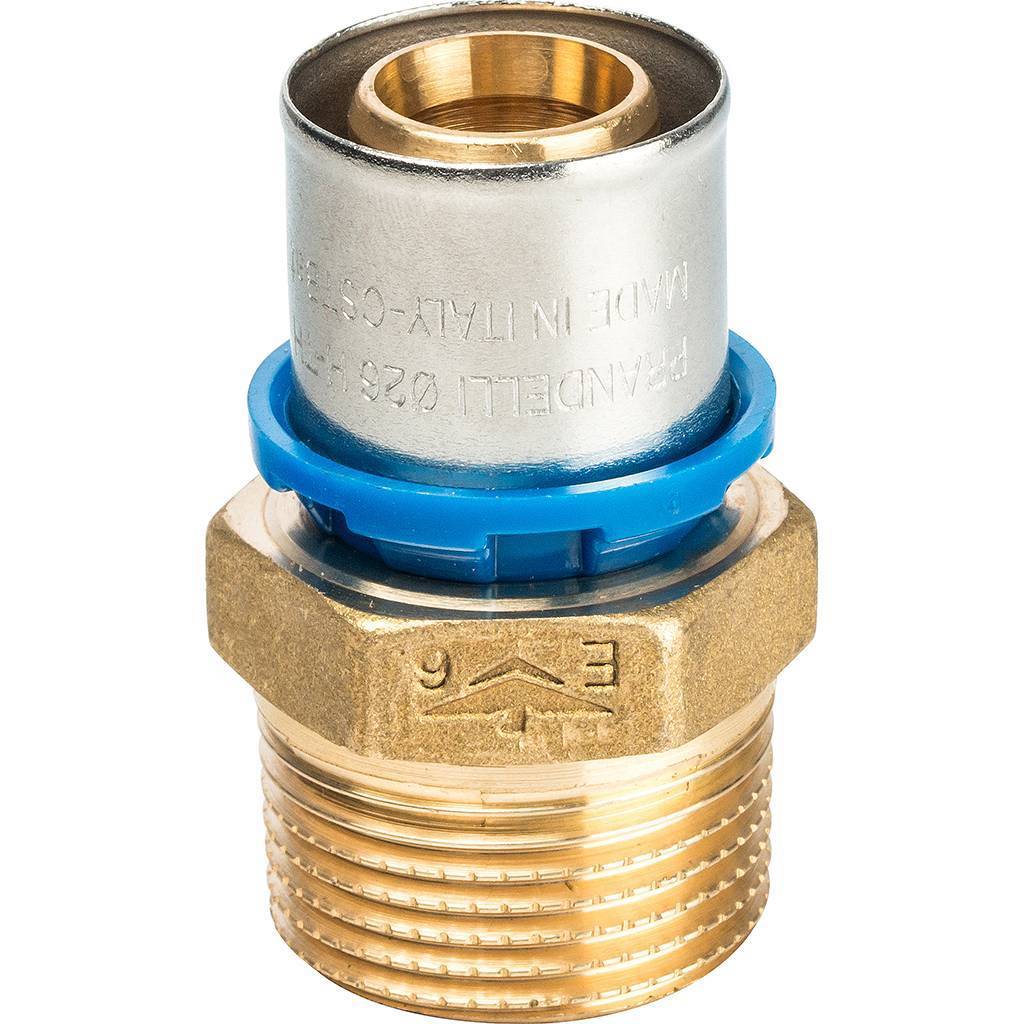 Муфта Prandelli Multyrama с нар.рез.(26х3)х1 профиль H, TH, U для металлопластиковых труб прессовой, 509.01.22.6