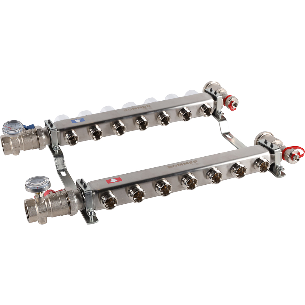 Коллектор из нержавеющей стали в сборе без расходомеров ROMMER 7 выходов, RMS-3210-000007
