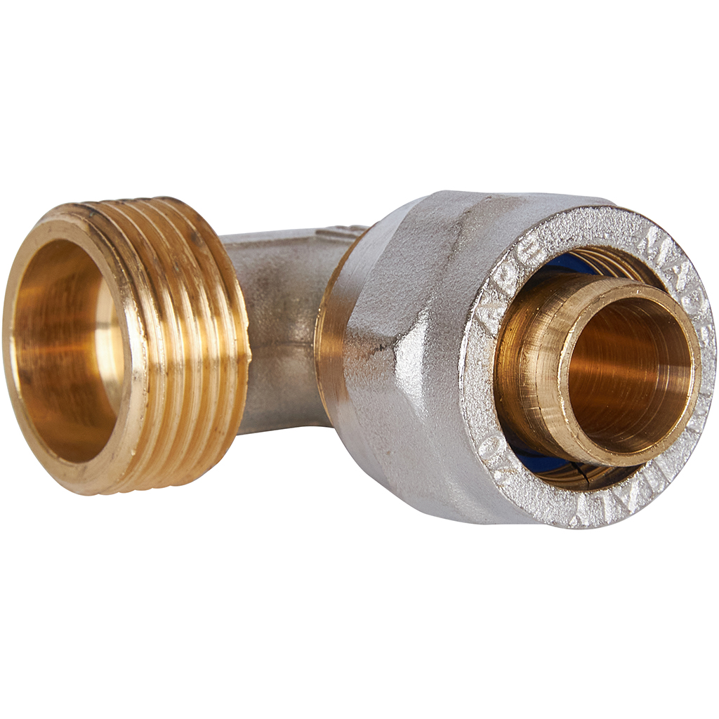 Угольник-переходник STOUT с наружной резьбой 3/4 х20 для металлопластиковых труб винтовой, SFS-0006-003420