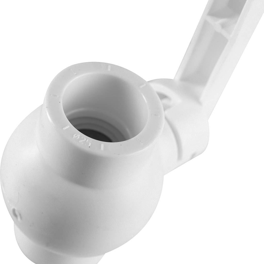 Кран шаровой Политэк d=25 для полипропиленовых труб под сварку (цвет белый), 9900000025