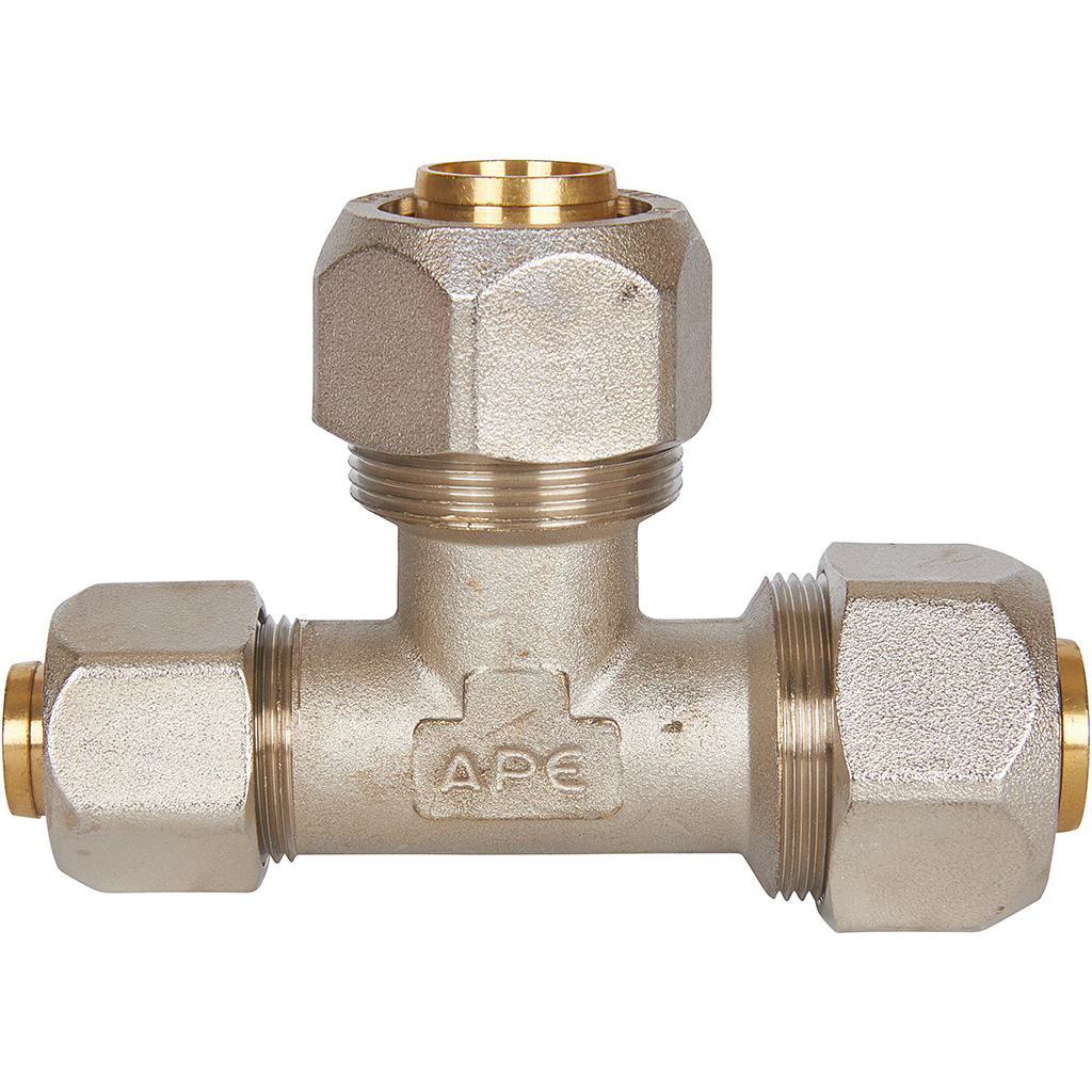 Тройник переходной STOUT 26х26х20 для металлопластиковых труб винтовой, SFS-0010-262620