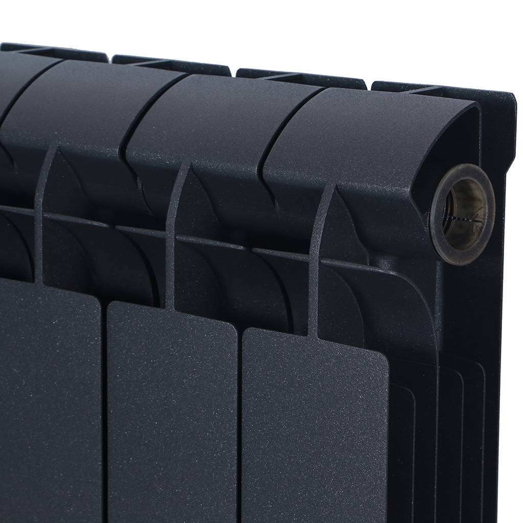 Радиатор биметаллический Global STYLE PLUS 500 6 секции боковое подключение (цвет cod.07 grigio scuro opaco mettalizzato 2748 (черный)), 155262