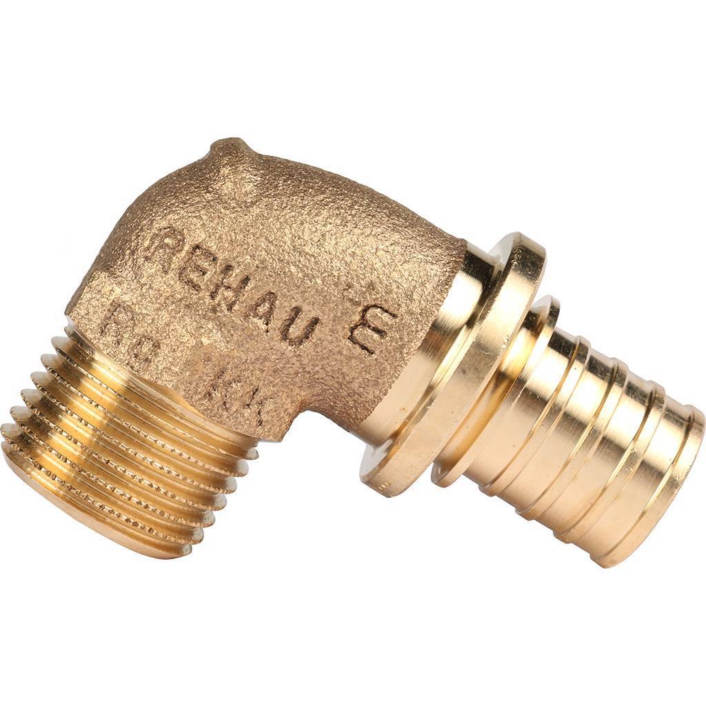 Угольник-переходник РЕХАУ RAUTITAN с наружной резьбой 20-R 1/2 RX+ для труб из сшитого полиэтилена аксиальный, 14563481001