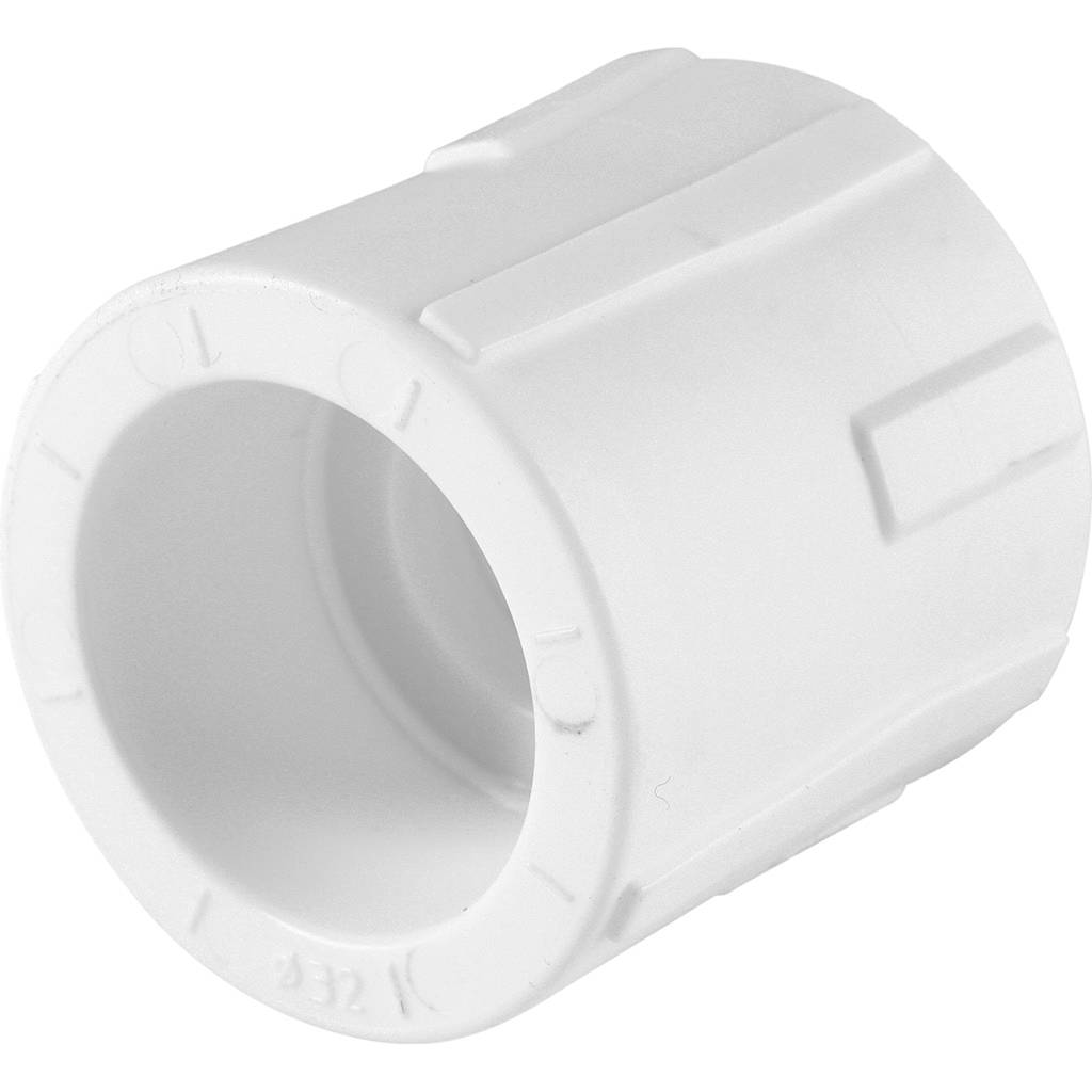 Муфта комбинированная Политэк 32х3/4 наруж. резьба для полипропиленовых труб под сварку (цвет белый), 9000003234