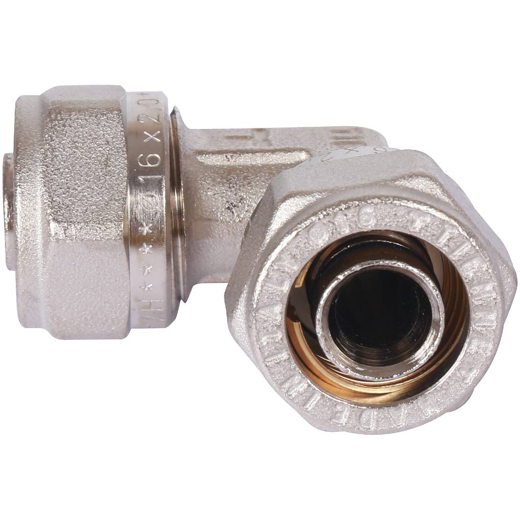 Угольник TIEMME 90° (16х2.0) для металлопластиковых труб винтовой, 1600008