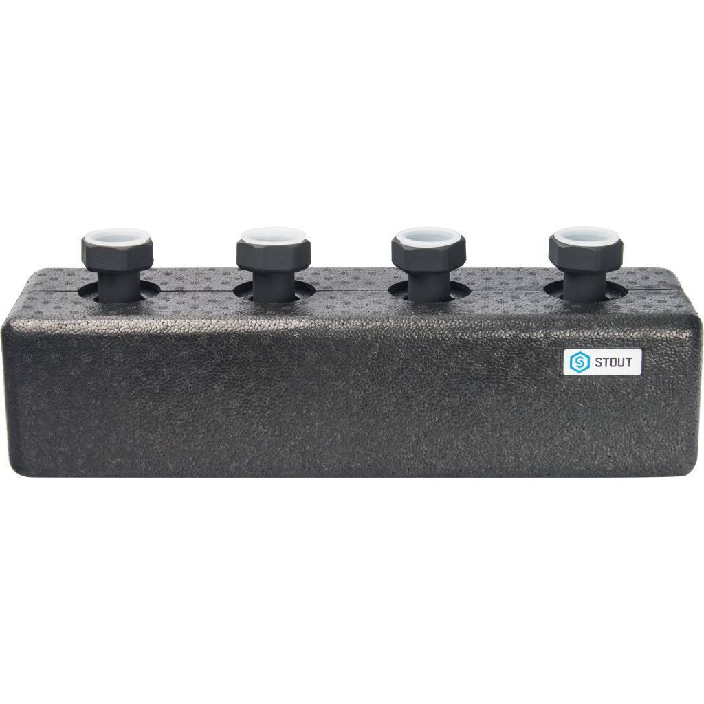 Стальной распределительный коллектор STOUT SDG-0016 2 отопительных контура, в теплоизоляции DN 25