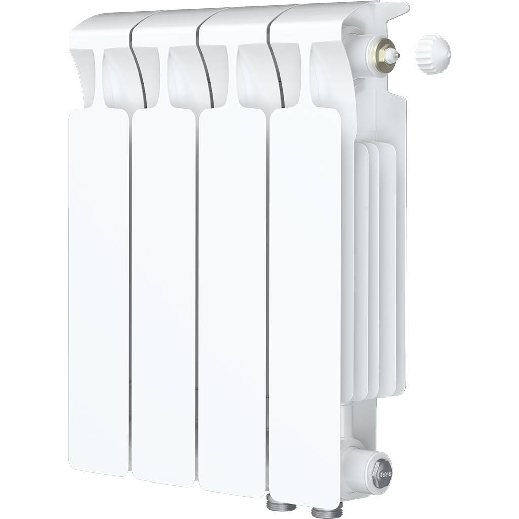 Радиатор биметаллический RIFAR MONOLIT VENTIL 350 MVR 4 секции нижнее правое подключение (белый RAL 9016), 3RM35.VR-4