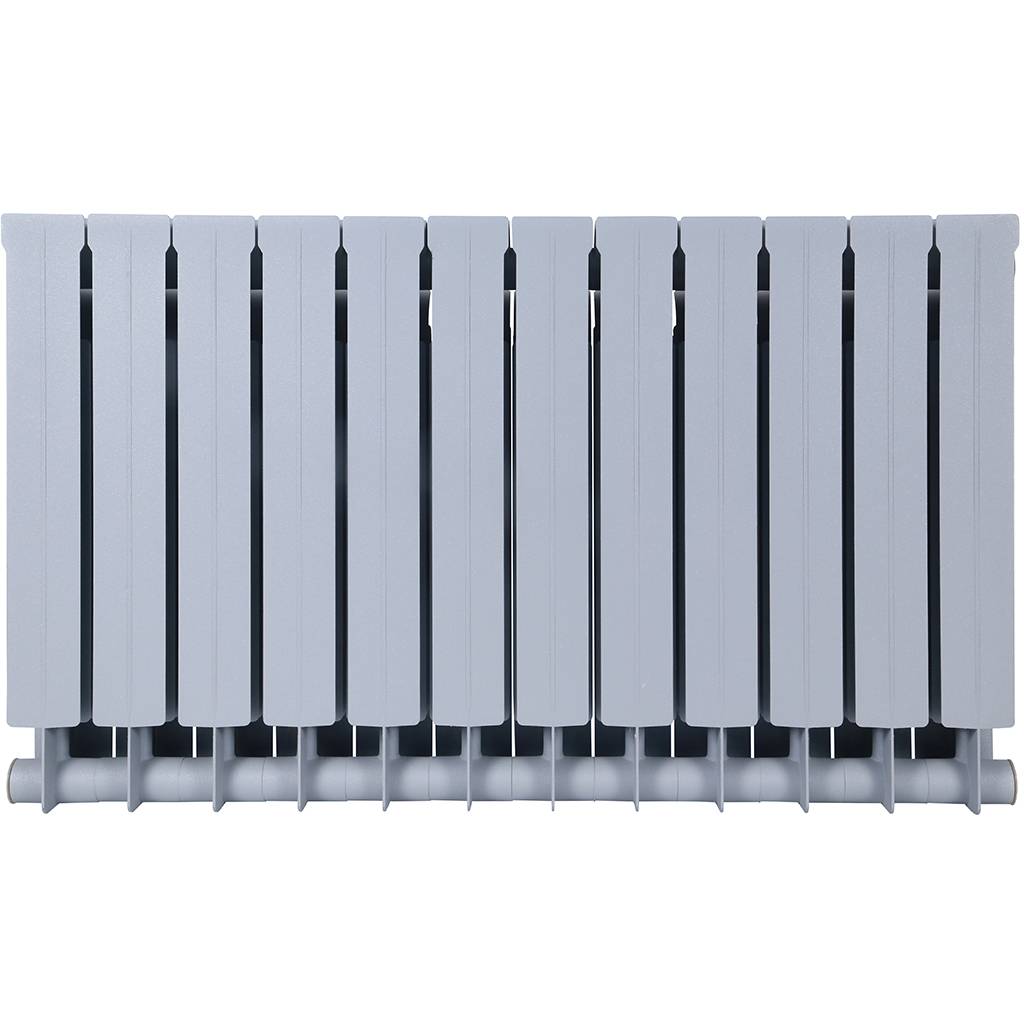 Радиатор биметаллический Global STYLE PLUS 500 12 секций боковое подключение (цвет cod.08 grigio argento opaco metallizzato 2676 (серый)), 155272