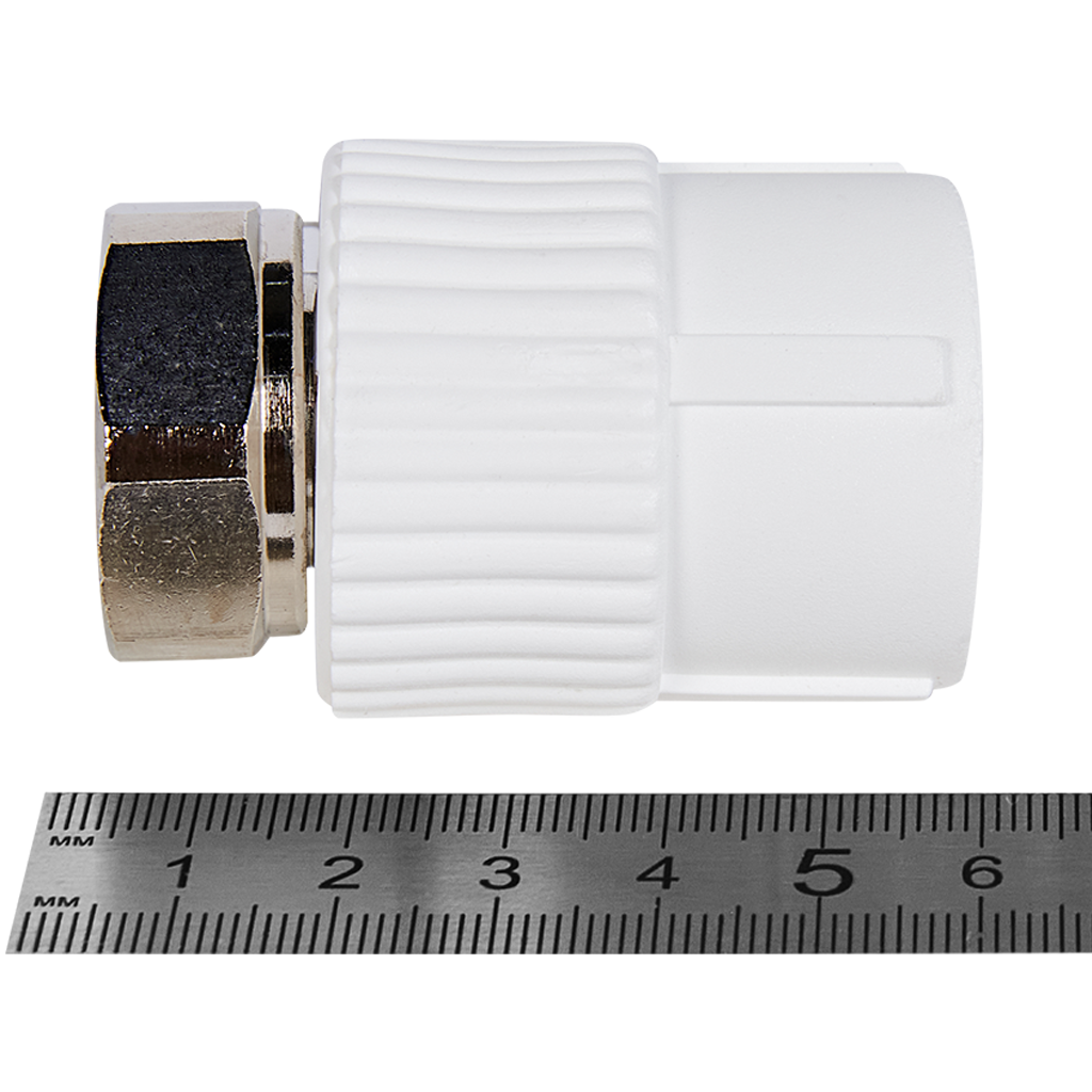 Муфта Pro Aqua d=25-3/4 PP-R с накидной гайкой Белая