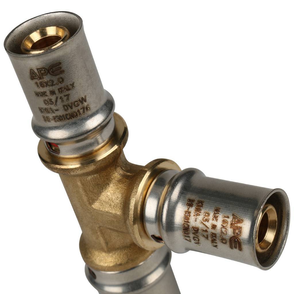 Тройник переходной STOUT 20х16х16 для металлопластиковых труб прессовой, SFP-0005-201616