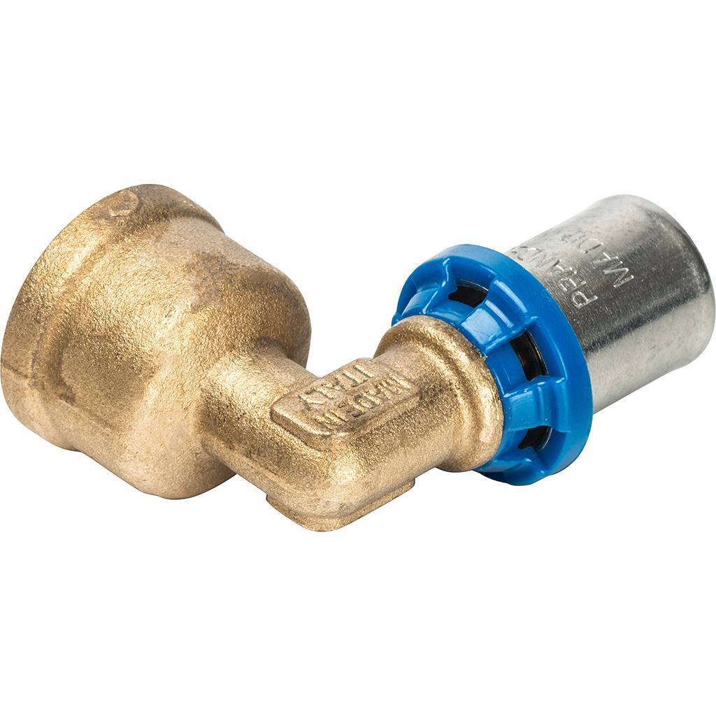 Угольник Prandelli Multyrama 90 с внут.рез. (16х2,0)х1/2 профиль H,TH,U для металлопластиковых труб прессовой, 509.04.51.6